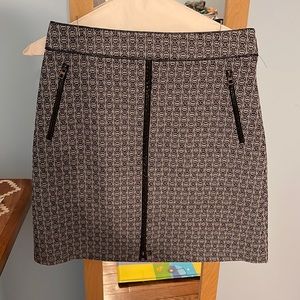 Tory Burch Chaumont A-Line Short Skirt Zip Front Jacquard Gemini Link Print